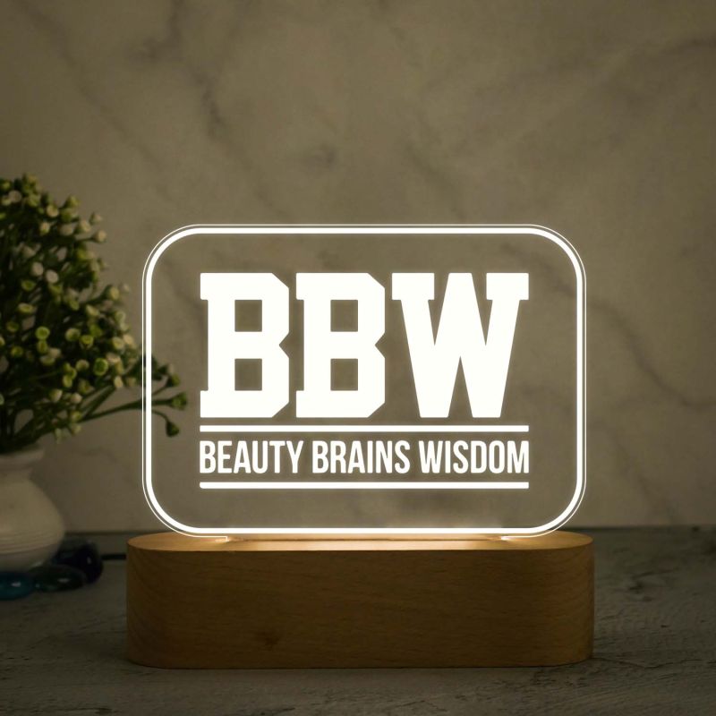 3D Illusion (BBW) Beauty Brains Wisdom Engraved night lamp with Warm White Light Gift for Mom Sister Dadi , Best Gift for Women Day , Appreciation Gifts for Women